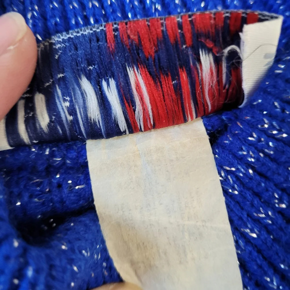 Bedford Fair Lifestyles Vintage 80's Royal Blue and Silver Tunic Sweater Size 1X - Picture 10 of 11